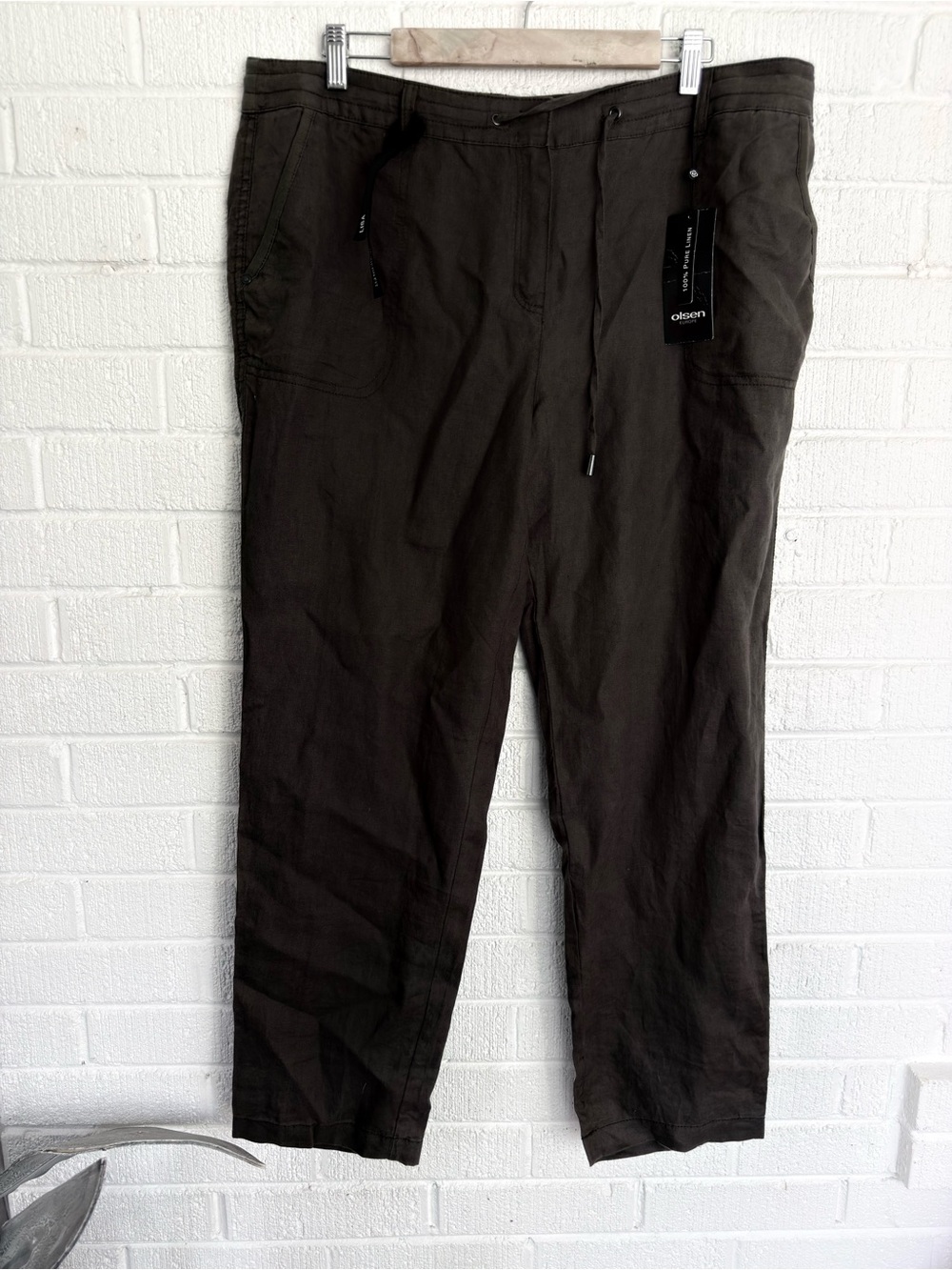 Olsen Dark Brown Drawstring Relaxed Trousers